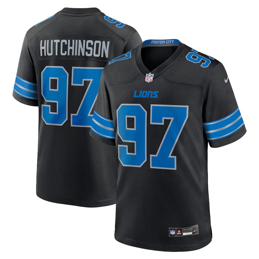 Men Detroit Lions #97 Aidan Hutchinson Nike Black 2nd Alternate Game NFL Jersey->detroit lions->NFL Jersey
